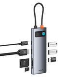 Baseus 7-i-1 USB-C Multiportadapter med 3 x USB-A 1 x USB-C 1 x HDMI 1 x SD-Kortleser 1 x MicroSD-Kortleser - Grå