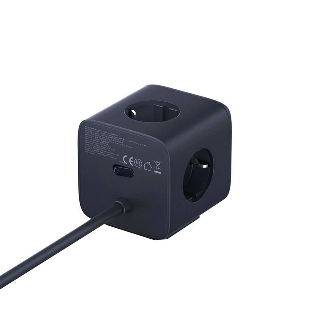 Baseus 67W Strømskinne med 3 x Schuko - 2 USB-C - 1 x USB-A - 1,5m - Grå