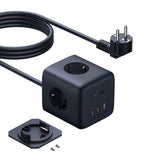 Baseus 67W Strømskinne med 3 x Schuko - 2 USB-C - 1 x USB-A - 1,5m - Grå