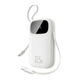 Baseus EnerFill 10 000 mAh Powerbank 22,5 W med Innebygd USB-C- & Lightning-Kabel - Hvit