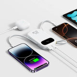 Baseus EnerFill 10 000 mAh Powerbank 22,5 W med Innebygd USB-C- & Lightning-Kabel - Hvit