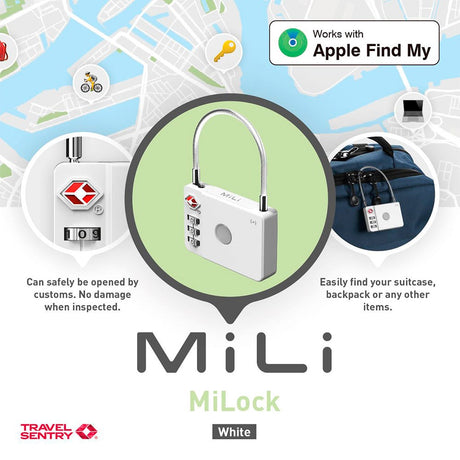 MiLi MiLock Bagasjelås m. Tracker - Hvit