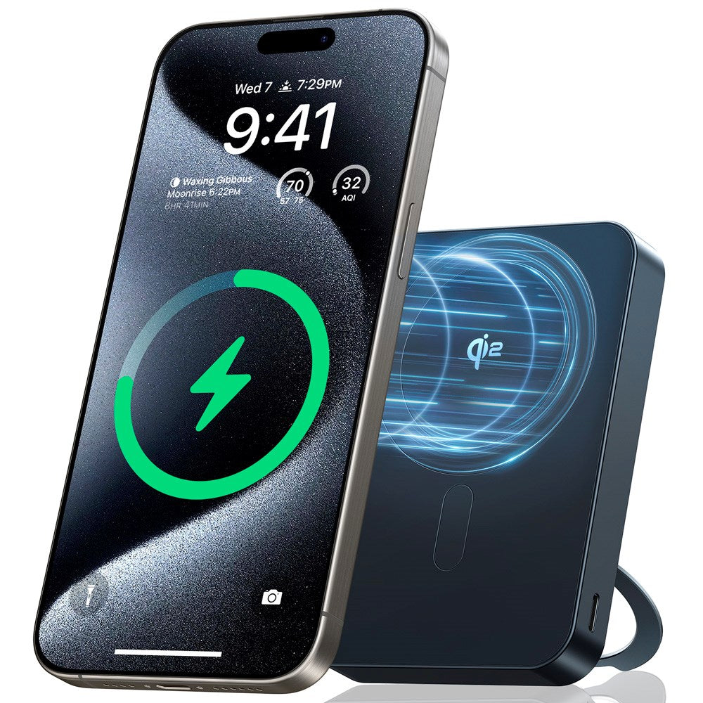 TORRAS Magnetisk 15W Powerbank 10 000 mAh med Kickstand - Svart