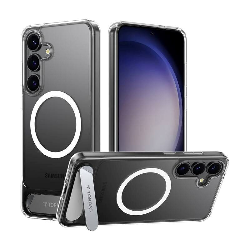 TORRAS Samsung Galaxy S25 Pstand Hybrid Deksel m. Ståfunksjon - MagSafe Kompatibel - Gjennomsiktig