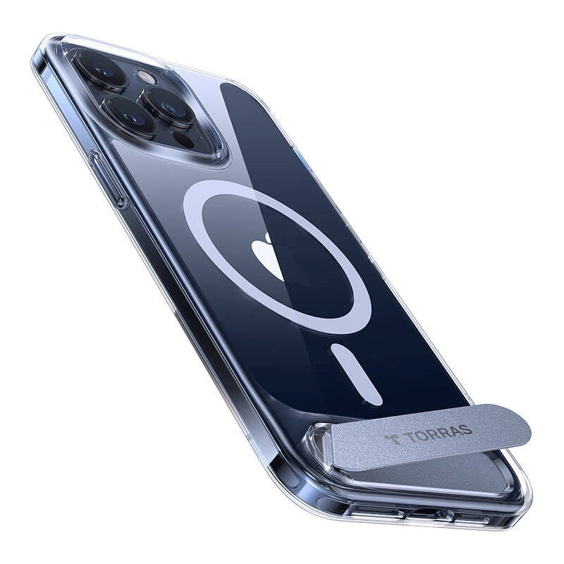 TORRAS iPhone 15 Pro Pstand Hybrid Deksel m. Ståfunksjon - MagSafe Kompatibel - Gjennomsiktig