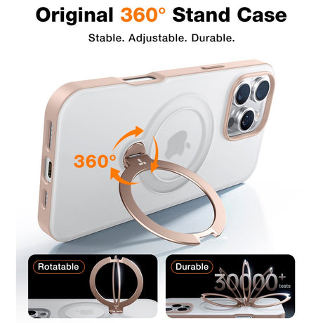 TORRAS iPhone 16 Pro Max Hybrid Plast Deksel m. Ståfunksjon - MagSafe Kompatibel - Gull