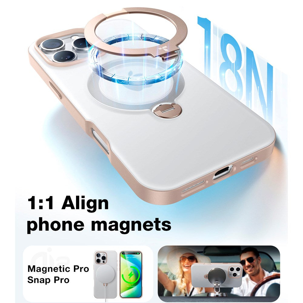 TORRAS iPhone 16 Pro Max Hybrid Plast Deksel m. Ståfunksjon - MagSafe Kompatibel - Gull