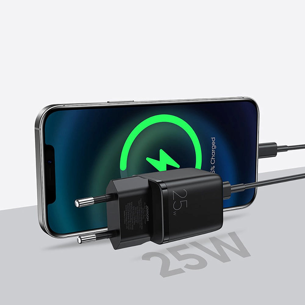 JoyRoom Mini Hurtiglader PD & PPS 25W m. USB-C til USB-C Kabel - Svart