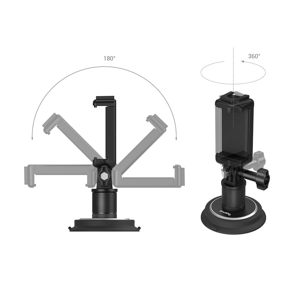 SmallRig 4347 Universal Mobile (56-86 mm) og Actionkameraholder med Magnetisk Sugekopp - Svart