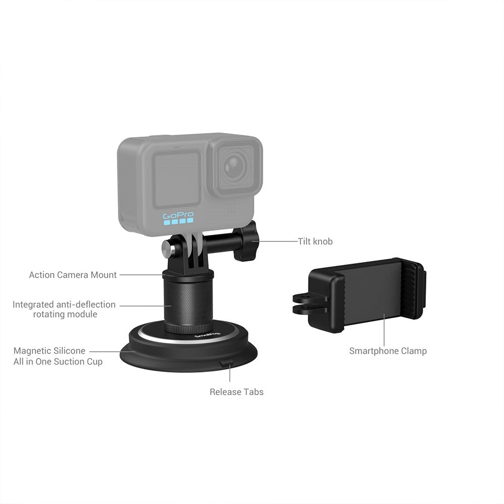 SmallRig 4347 Universal Mobile (56-86 mm) og Actionkameraholder med Magnetisk Sugekopp - Svart