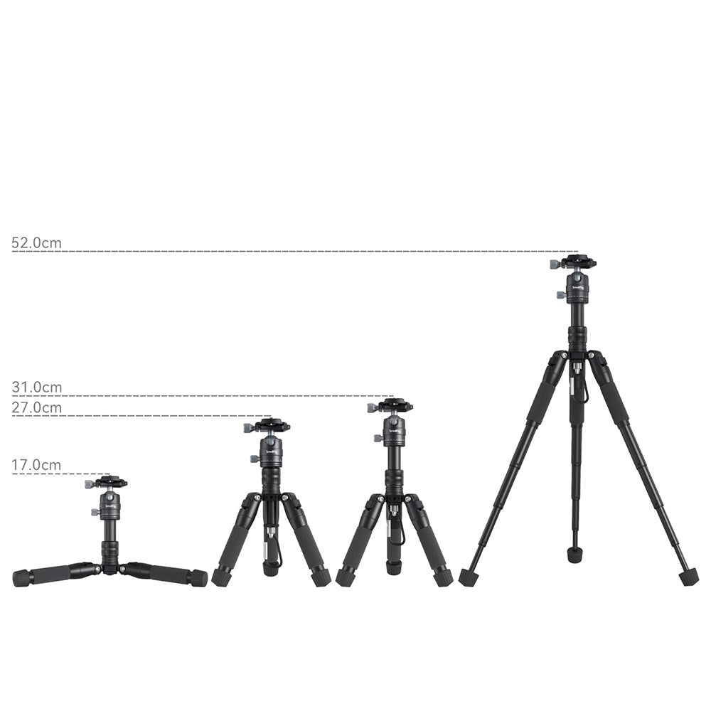 SmallRig 4289 Aluminium Ministativ VT-20 m. Mobilholder og Justerbare Ben - Svart