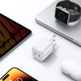 Ugreen PD 45W USB-C GaN Fast Vegglader m. 2 x USB-C - Hvit