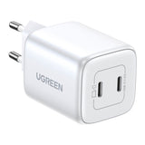 Ugreen PD 45W USB-C GaN Fast Vegglader m. 2 x USB-C - Hvit