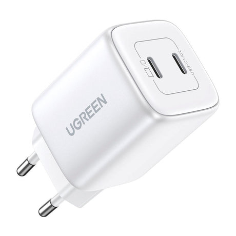 Ugreen PD 45W USB-C GaN Fast Vegglader m. 2 x USB-C - Hvit