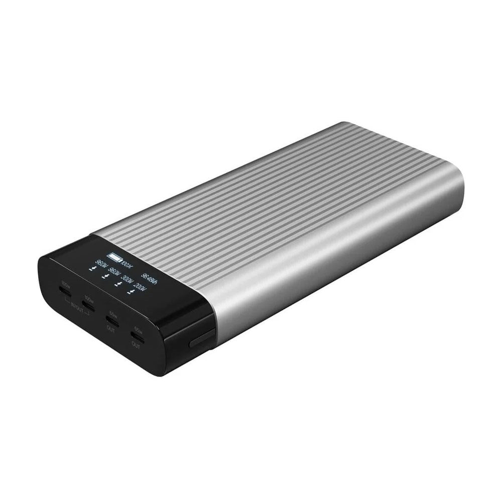 Hyper HyperJuice 245W Powerbank 27 000mAh med 4 x USB-C och Display - Grå / Svart