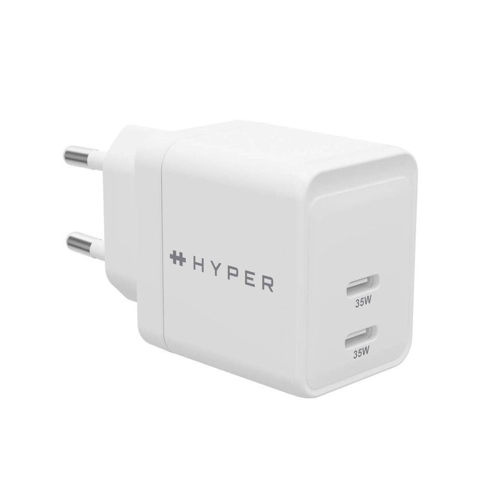 Hyper HyperJuice 35W GaN Vegglader m. 2 x USB-C – Hvit