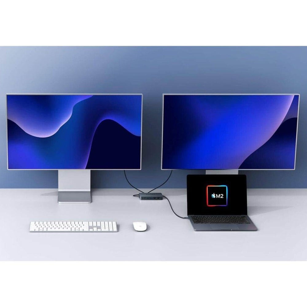 Hyper HyperDrive 10-i-1 USB-C-Hub med USB-A / USB-C / HDMI / Ethernet / 3,5 mm Kontakt / SD- & MicroSD-Kort - Grå
