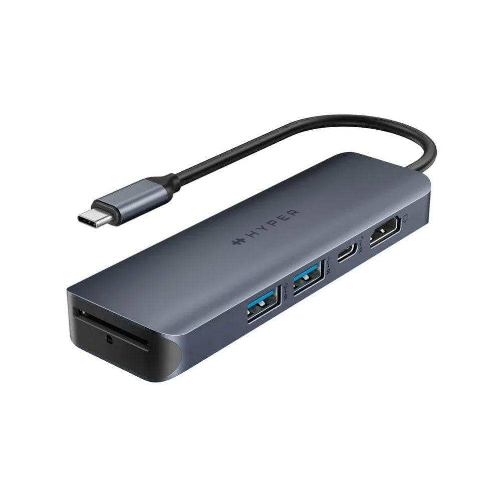 Hyper HyperDrive Ecosmart 6-i-1 USB-C-Hub med USB-A / USB-C / HDMI / Ethernet / SD-Kort – Grå