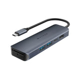 Hyper HyperDrive Ecosmart 6-i-1 USB-C-Hub med USB-A / USB-C / HDMI / Ethernet / SD-Kort – Grå