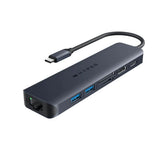 Hyper HyperDrive Ecosmart 7-i-1 USB-C-Hub med USB-A / USB-C / HDMI / Ethernet / SD- & MicroSD-Kort – Grå