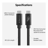 Hyper HyperDrive 240W USB-C til USB-C Kabel - 1.2m - Svart