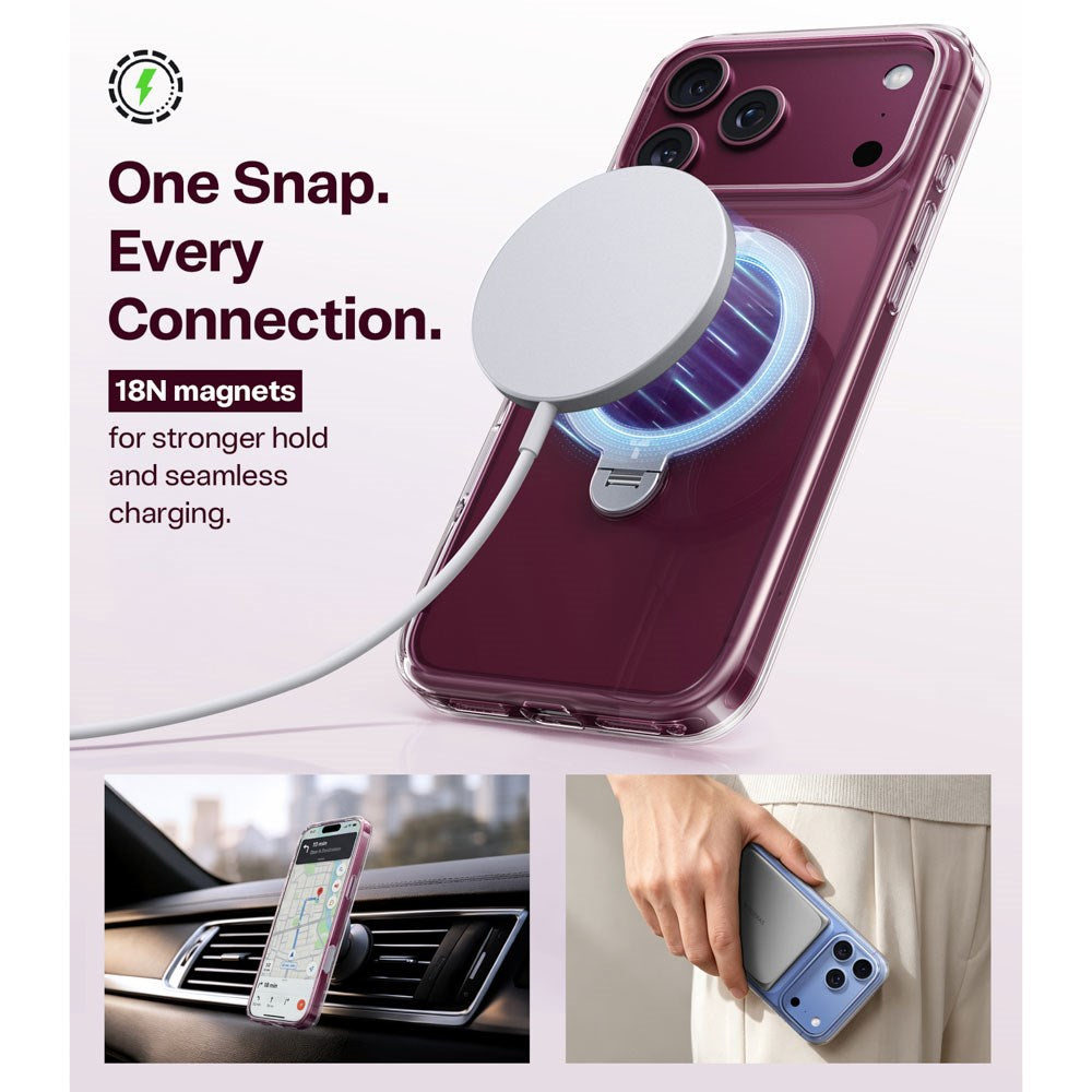 iPhone 18 Pro Max / 17 Pro Max TORRAS Ostand Q3 Spin Deksel - MagSafe Kompatibel - Gjennomsiktig