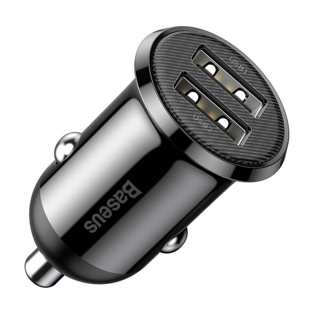 Baseus Grain Pro 12W Billader med 2 x USB-A - Svart