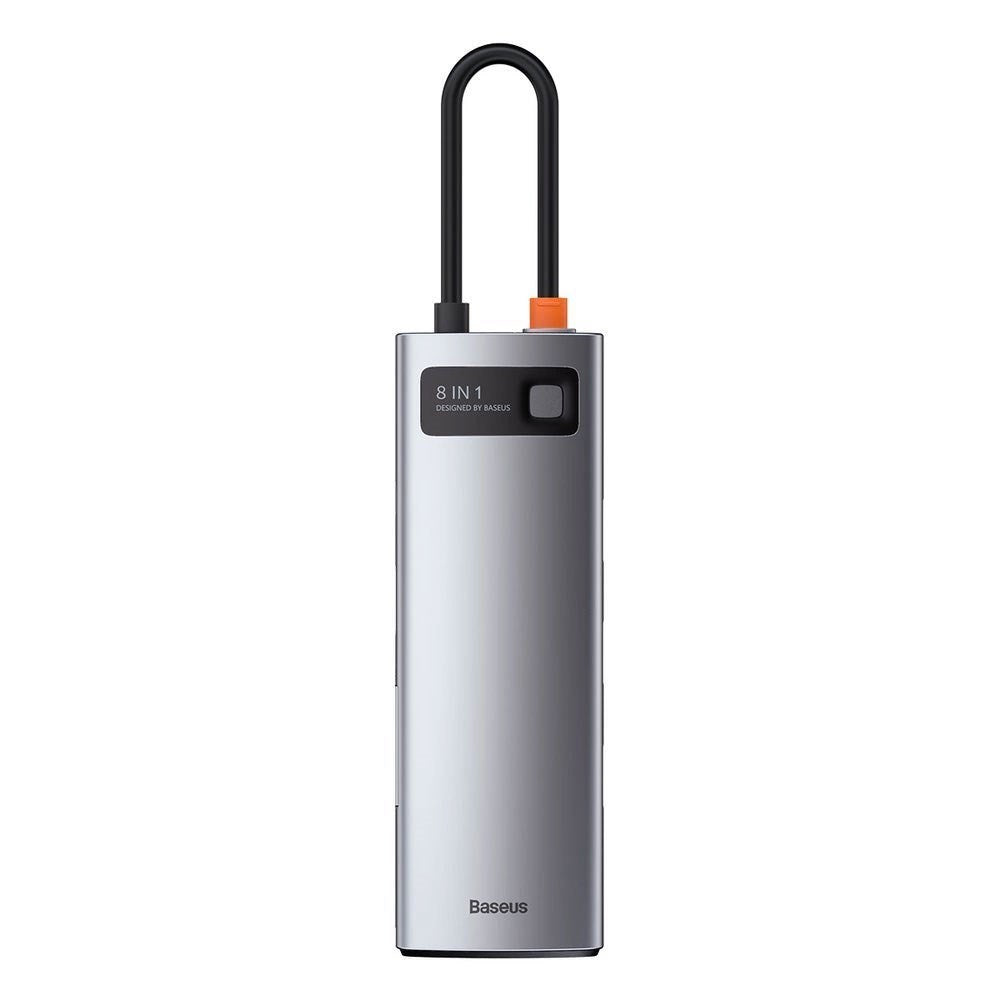 Baseus 8-i-1 USB-C Multiportadapter med 3 x USB-A 1 x USB-C 1 x HDMI 1 x SD-Kortleser 1 x MicoSD-Kortleser 1 x RJ45 - Grå