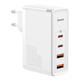 Baseus 100W PD GaN² Pro Hurtiglader - Vegglader med 2 x USB-C og 2 x USB-A - Hvit