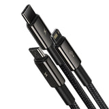 Baseus 3-i-1 USB-A Multikabel med 1 x USB-C 1 x Lightning 1 x Micro USB - 1,5 m - Svart