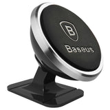 Baseus Dashboard Bilfeste 360 Graders Magnetisk Mobiltelefonholder for Bil - Svart / Sølv