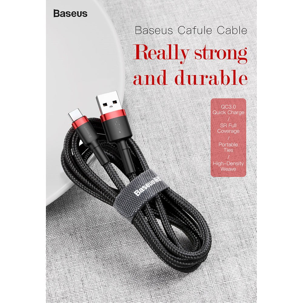 Baseus Cafule (3A/15W) USB-C Kabel 1 med Svart