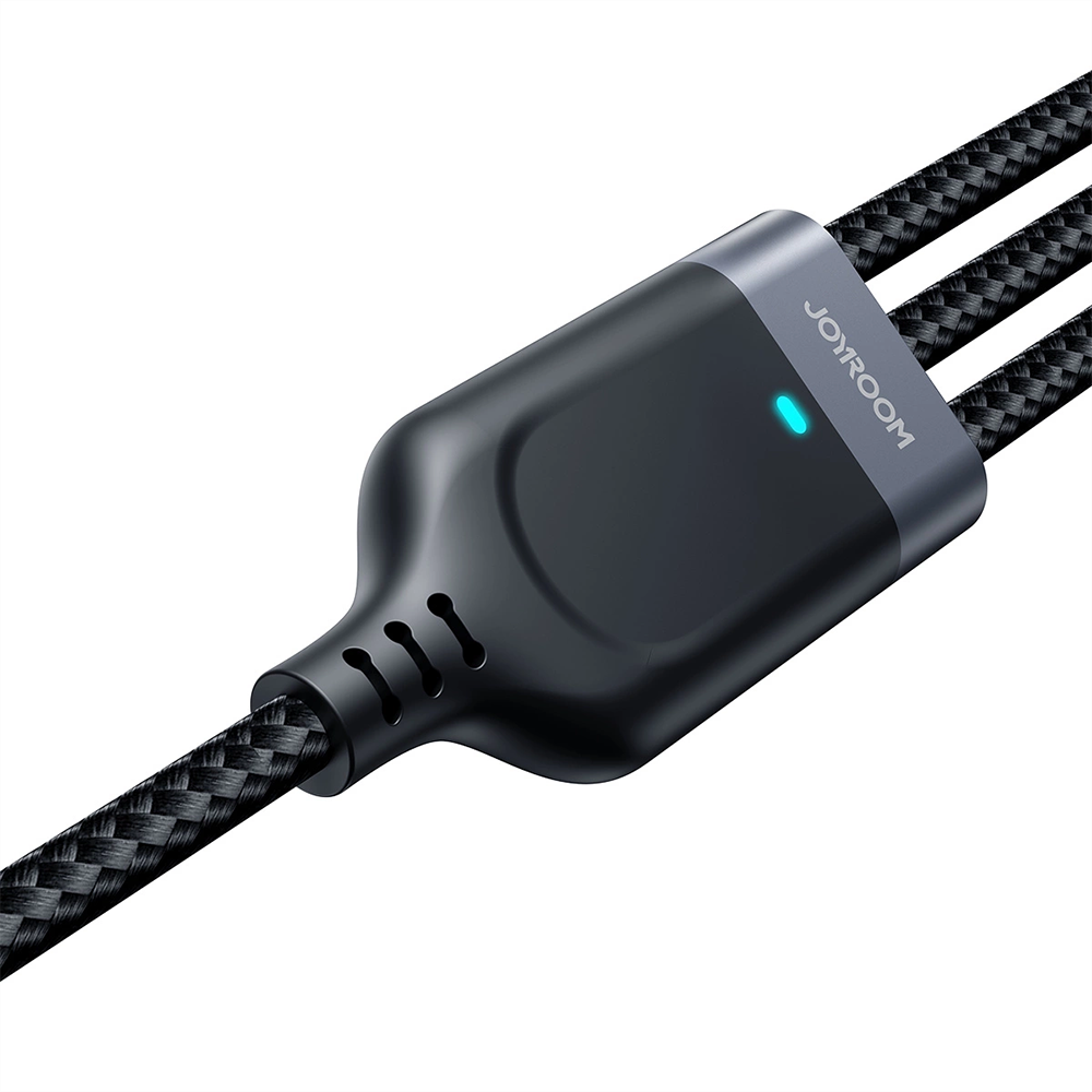 Joyroom 3-i-1 Nylon USB-C / Lightning / Micro USB Kabel - 30cm - Svart