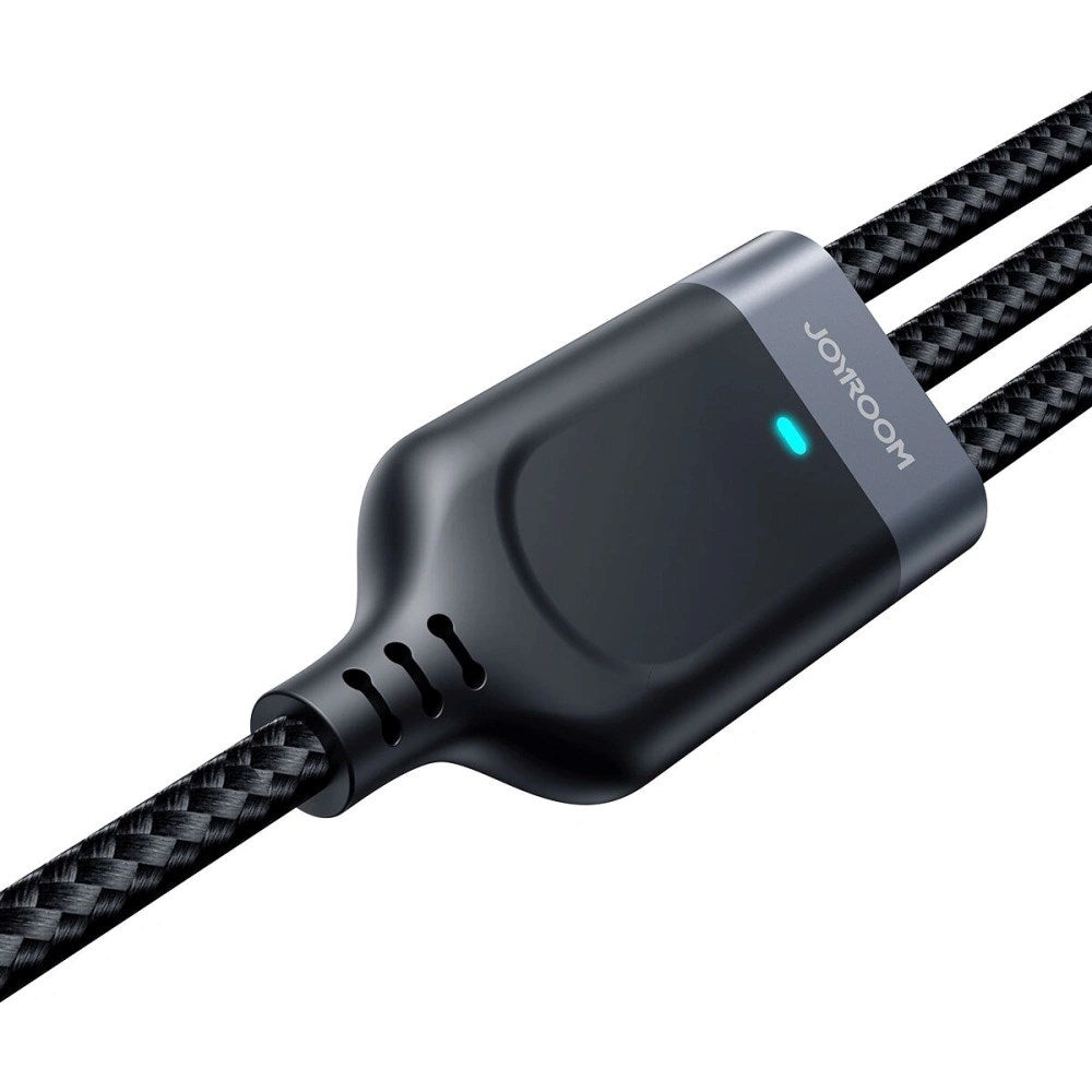 Joyroom 3-i-1 Nylon USB-C / Lightning / Micro USB Kabel -1,2m - Svart