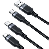 Joyroom 3-i-1 Nylon USB-C / Lightning / Micro USB Kabel -1,2m - Svart