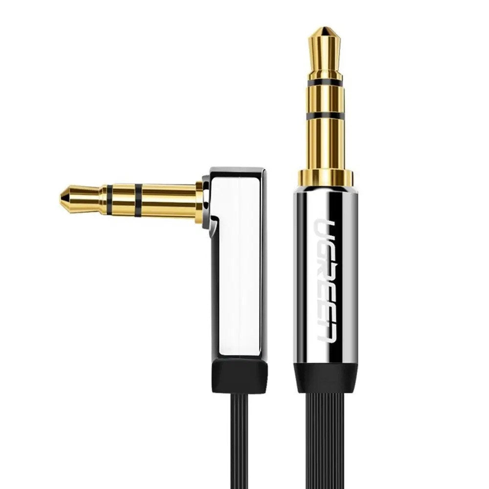 UGREEN Vinklet 3.5mm Minijack Lydkabel - 1m - Svart / Sølv