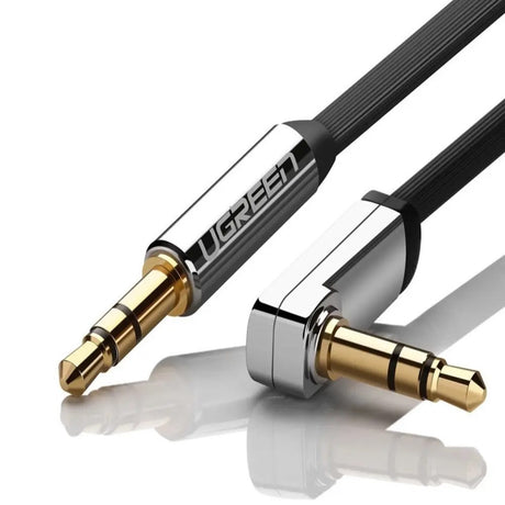 UGREEN Vinklet 3.5mm Minijack Lydkabel - 2m - Svart / Sølv