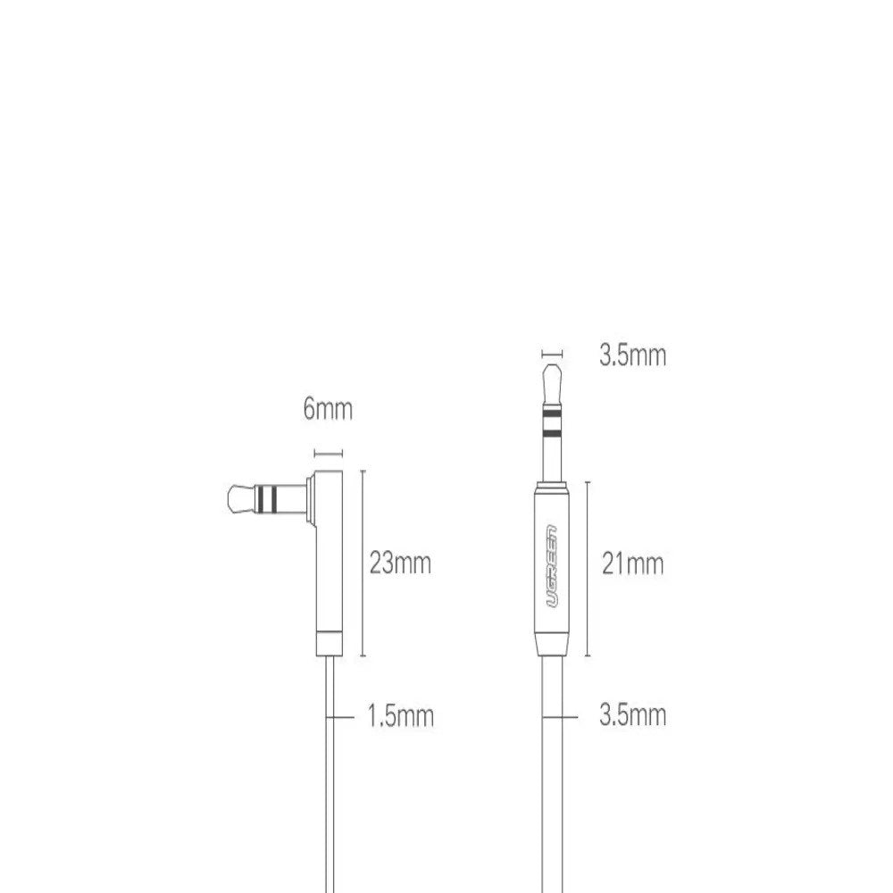 UGREEN Vinklet 3.5mm Minijack Lydkabel - 2m - Svart / Sølv