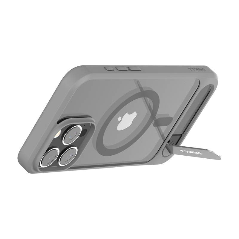 TORRAS iPhone 16 Pro Max Pstand Hybrid Deksel m. Ståfunksjon - MagSafe Kompatibel - Grå