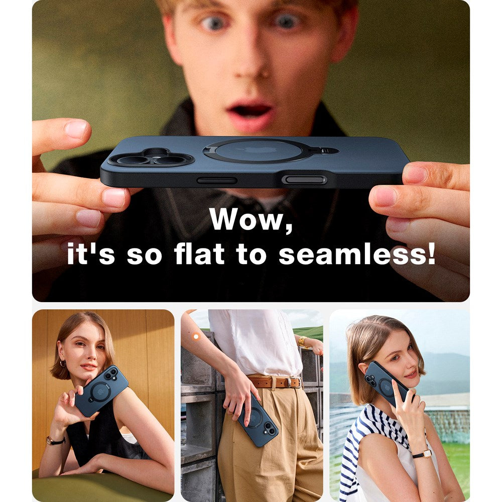 TORRAS iPhone 16 Plus Hybrid Plast Deksel m. Ståfunksjon - MagSafe Kompatibel - Svart