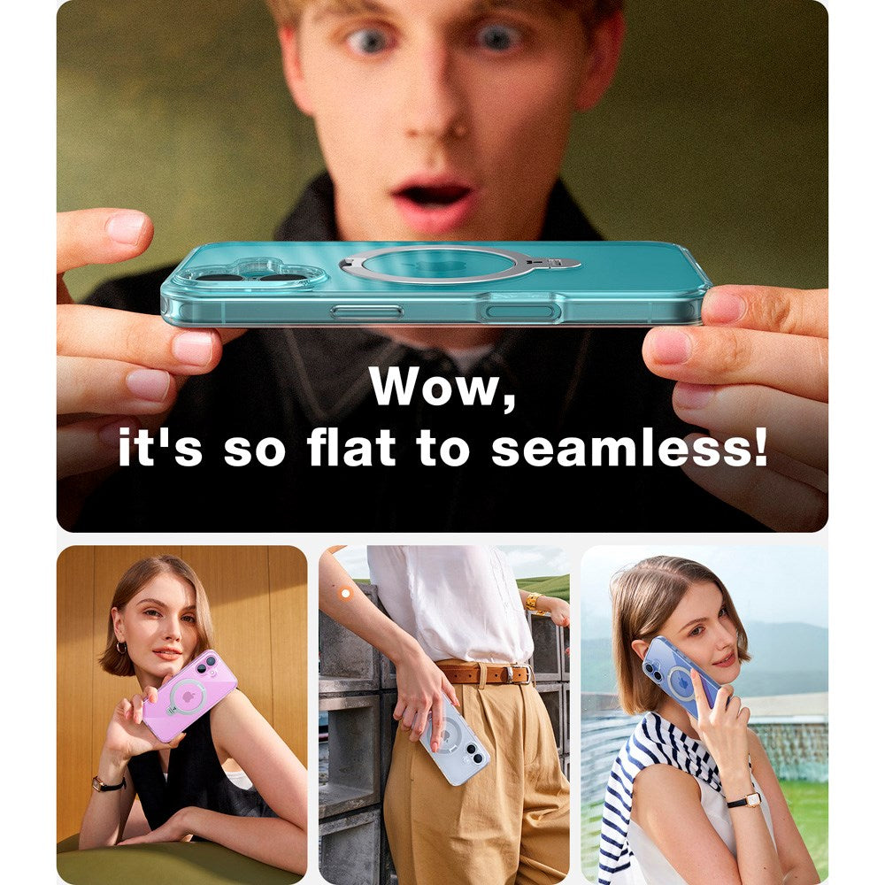 TORRAS iPhone 16 Plus Hybrid Plast Deksel m. Ståfunksjon - MagSafe Kompatibel - Gjennomsiktig