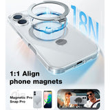 TORRAS iPhone 16 Plus Hybrid Plast Deksel m. Ståfunksjon - MagSafe Kompatibel - Gjennomsiktig