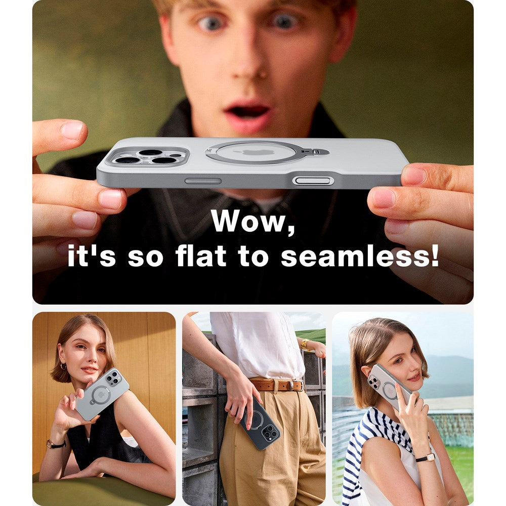 TORRAS iPhone 16 Pro Max Hybrid Plast Deksel m. Ståfunksjon - MagSafe Kompatibel - Grå