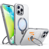 TORRAS iPhone 16 Pro Max Hybrid Plast Deksel m. Ståfunksjon - MagSafe Kompatibel - Grå