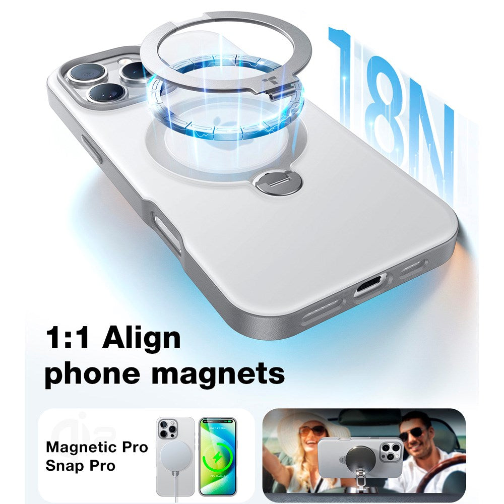 TORRAS iPhone 16 Pro Max Hybrid Plast Deksel m. Ståfunksjon - MagSafe Kompatibel - Grå