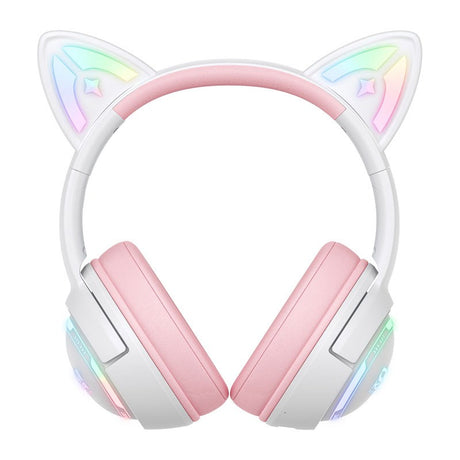 ONIKUMA GT838 Cat Ear Gaming Headset - Hvit / Rosa