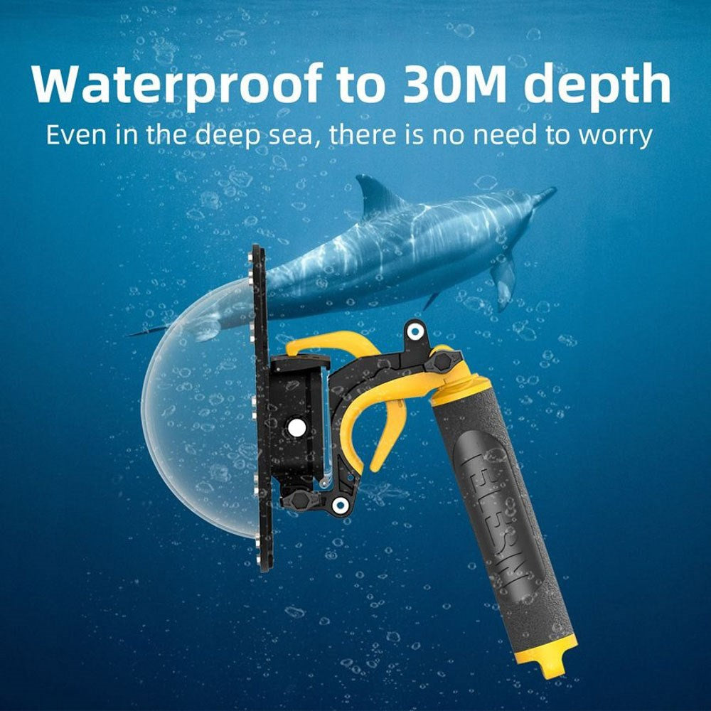 TELESIN Vanntett Dome Etui med Håndtak for GoPro Hero 9 / 10 / 11 / 12 / 13 - Gjennomsiktig / Svart