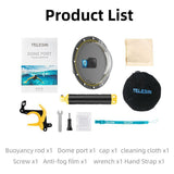 TELESIN Vanntett Dome Etui med Håndtak for GoPro Hero 9 / 10 / 11 / 12 / 13 - Gjennomsiktig / Svart