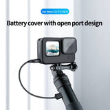 TELESIN GoPro Hero 9 / 10 / 11 / 12 / 13 Batterideksel med Kabelutsparing - Svart