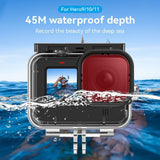 TELESIN Vanntett Etui til GoPro Hero 9 / 10 / 11 / 12 / 13 - inkl. 3 x Fargede Linser - Gjennomsiktig / Svart